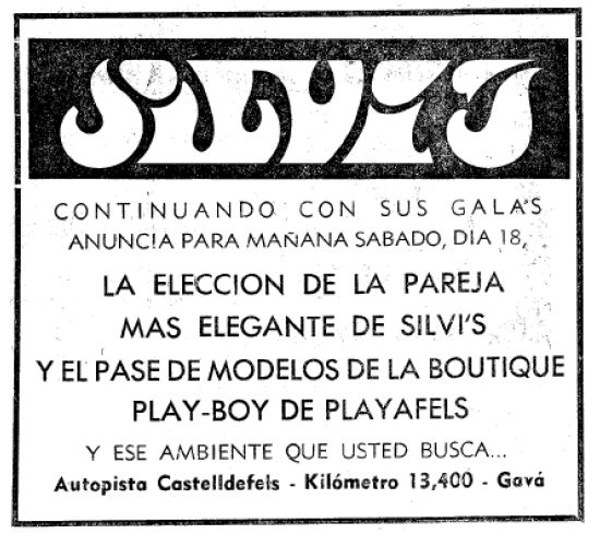 Anuncio de la discoteca Silvi's de Gav Mar publicado en el diario LA VANGUARDIA el 17 de Julio de 1970